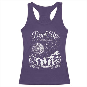 Purple Up For Military Kids Dandelion Inspirational Racerback Tank Top Month of the Military Child Awareness Brat Support TS02 Purple Print Your Wear