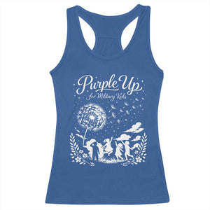 Purple Up For Military Kids Dandelion Inspirational Racerback Tank Top Month of the Military Child Awareness Brat Support TS02 Royal Blue Print Your Wear