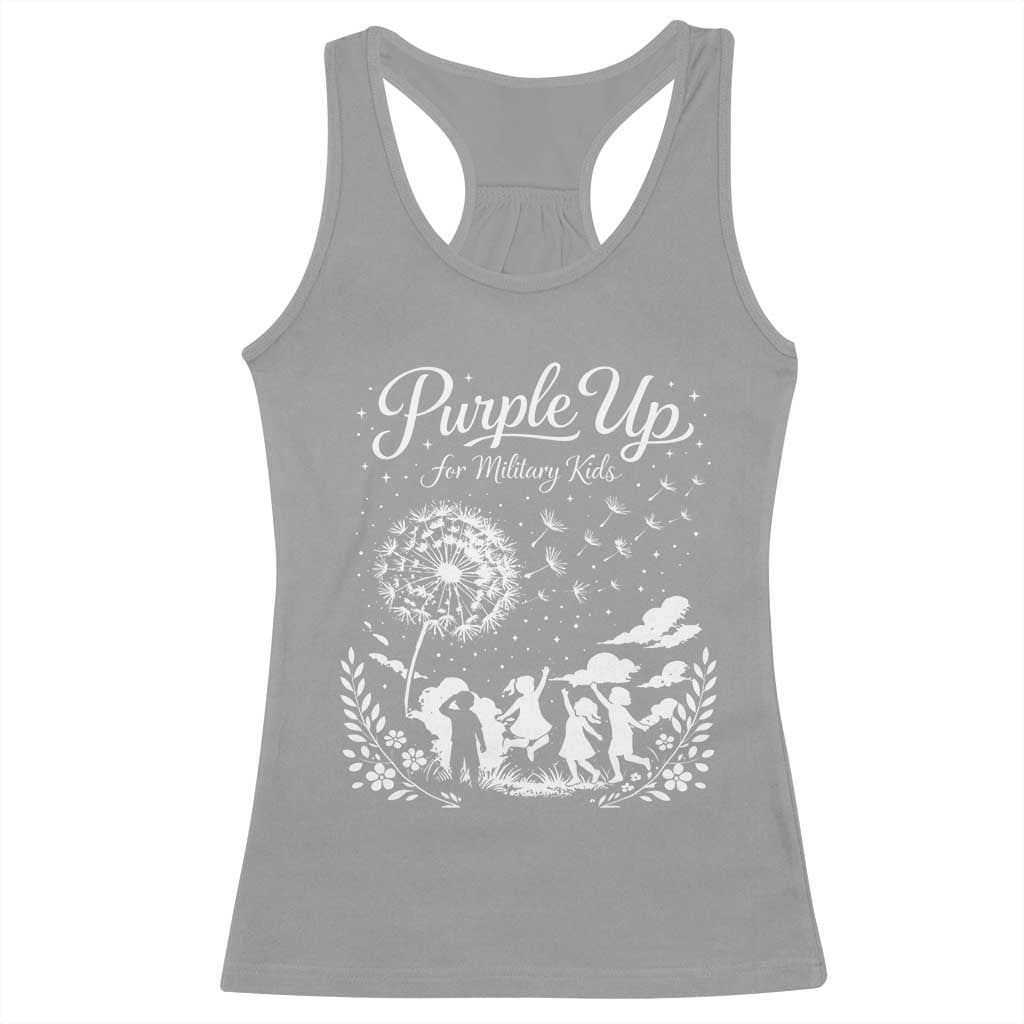 Purple Up For Military Kids Dandelion Inspirational Racerback Tank Top Month of the Military Child Awareness Brat Support TS02 Sport Gray Print Your Wear