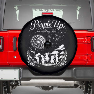 Purple Up For Military Kids Dandelion Inspirational Spare Tire Cover Month of the Military Child Awareness Brat Support TS02 Black Print Your Wear