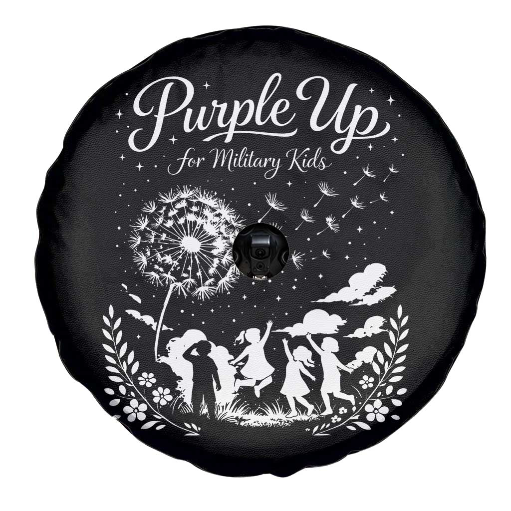Purple Up For Military Kids Dandelion Inspirational Spare Tire Cover Month of the Military Child Awareness Brat Support TS02 Print Your Wear