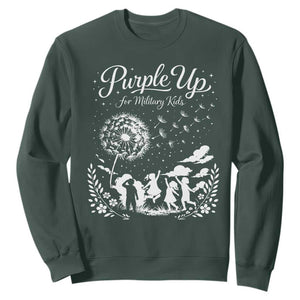 Purple Up For Military Kids Dandelion Inspirational Sweatshirt Month of the Military Child Awareness Brat Support TS02 Dark Forest Green Print Your Wear