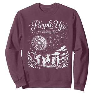Purple Up For Military Kids Dandelion Inspirational Sweatshirt Month of the Military Child Awareness Brat Support TS02 Maroon Print Your Wear