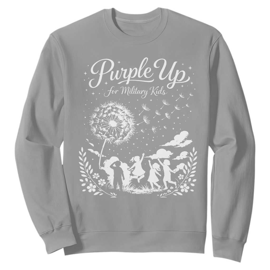 Purple Up For Military Kids Dandelion Inspirational Sweatshirt Month of the Military Child Awareness Brat Support TS02 Sport Gray Print Your Wear