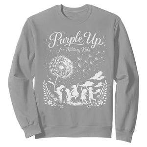 Purple Up For Military Kids Dandelion Inspirational Sweatshirt Month of the Military Child Awareness Brat Support TS02 Sport Gray Print Your Wear