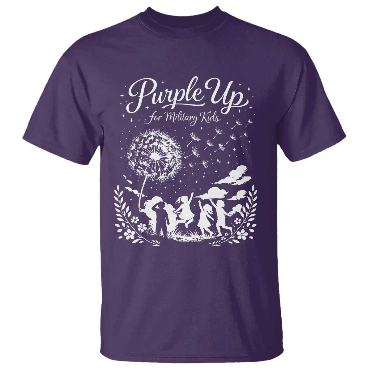 Purple Up For Military Kids Dandelion Inspirational T Shirt Month of the Military Child Awareness Brat Support TS02 Purple Print Your Wear