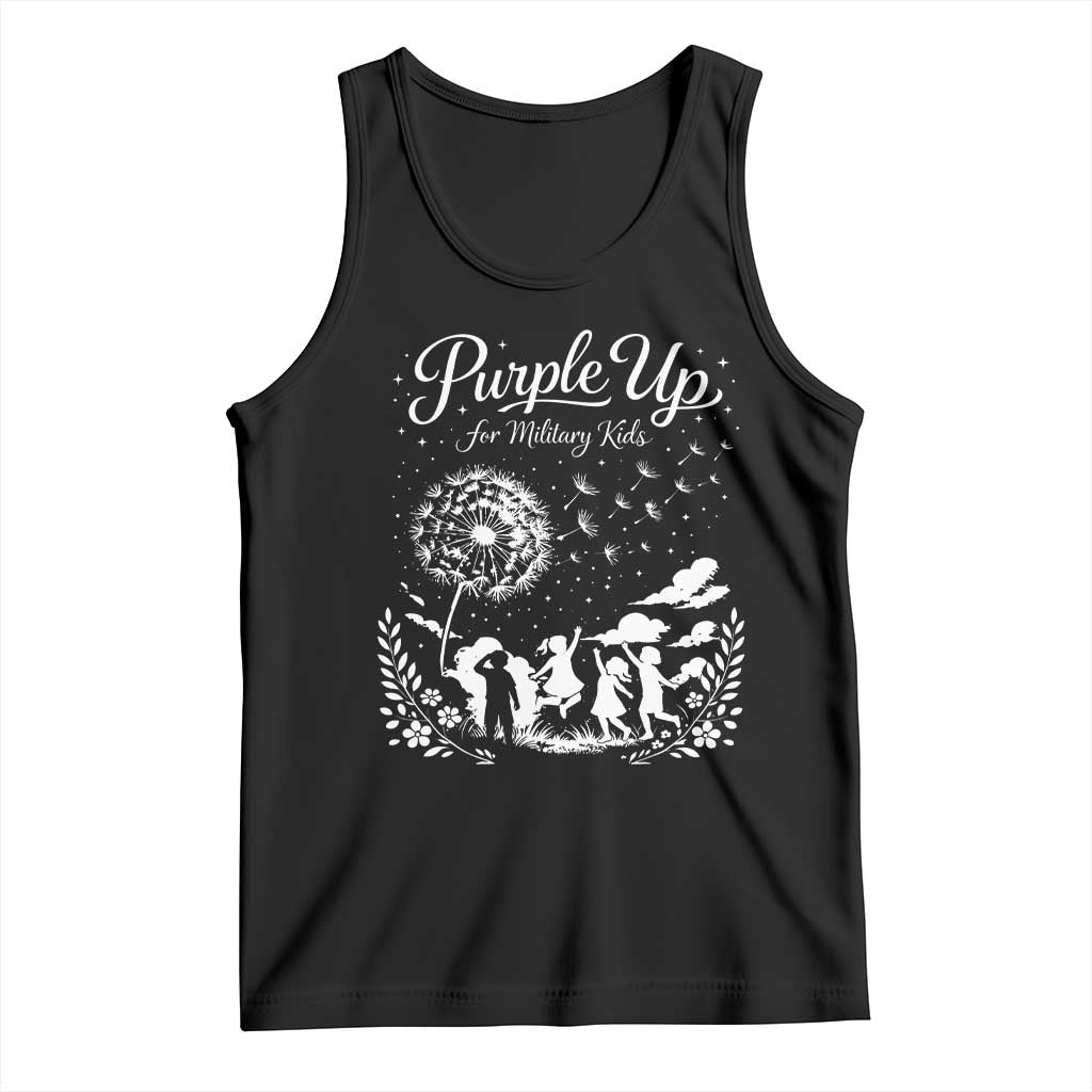Purple Up For Military Kids Dandelion Inspirational Tank Top Month of the Military Child Awareness Brat Support TS02 Black Print Your Wear