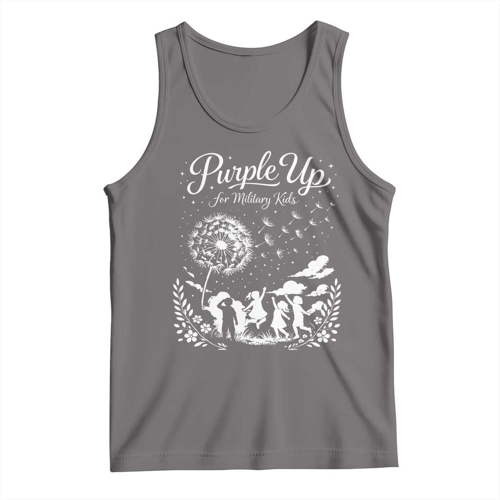 Purple Up For Military Kids Dandelion Inspirational Tank Top Month of the Military Child Awareness Brat Support TS02 Deep Heather Print Your Wear