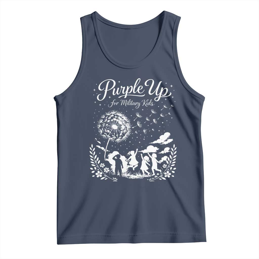 Purple Up For Military Kids Dandelion Inspirational Tank Top Month of the Military Child Awareness Brat Support TS02 Navy Print Your Wear