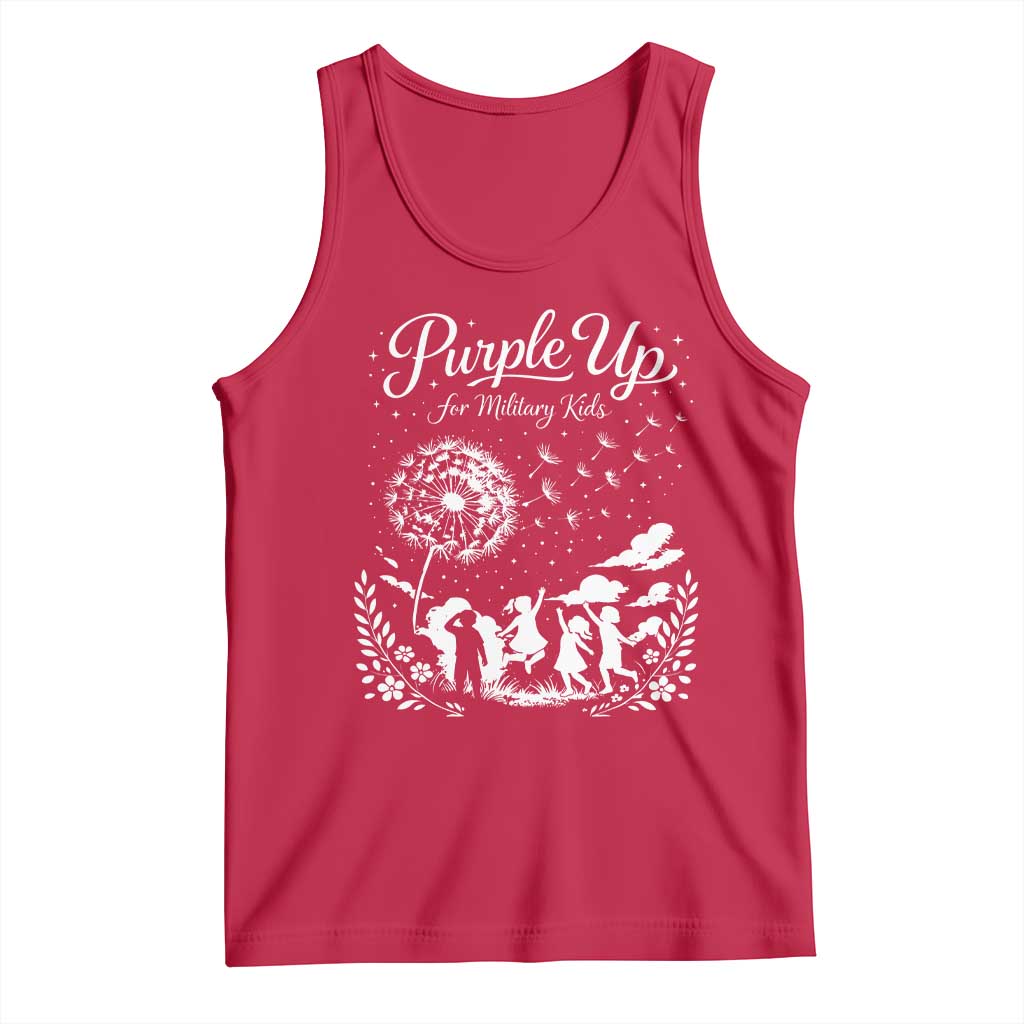 Purple Up For Military Kids Dandelion Inspirational Tank Top Month of the Military Child Awareness Brat Support TS02 Red Print Your Wear