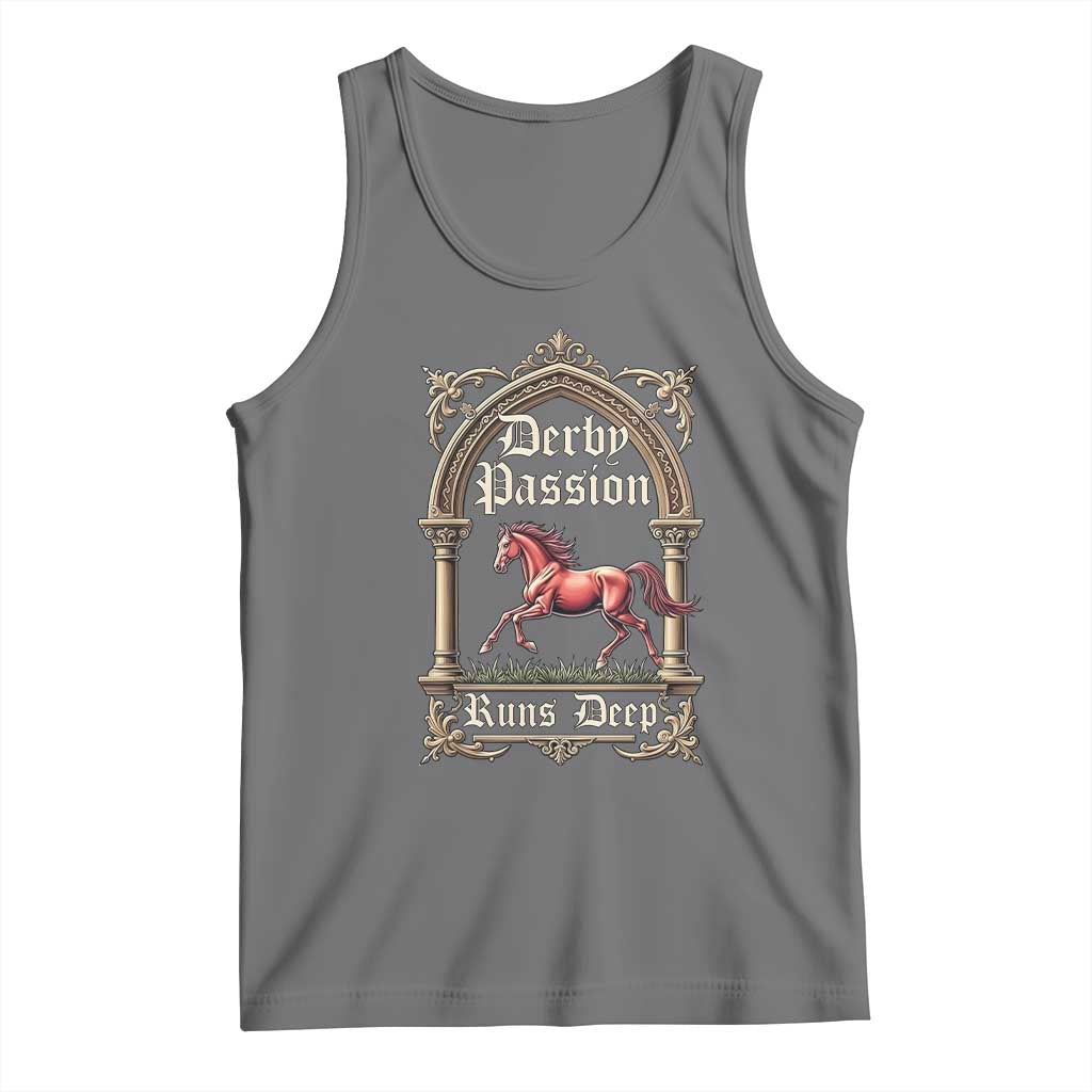 Derby Passion Runs Deep Elegant Horse Racing Tank Top Vintage Gothic Arch Equestrian Thoroughbred Lover TS02 Black Heather Print Your Wear