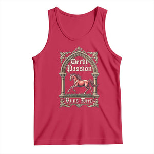 Derby Passion Runs Deep Elegant Horse Racing Tank Top Vintage Gothic Arch Equestrian Thoroughbred Lover TS02 Red Print Your Wear