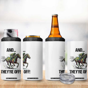 And They’re Off Colorful Horse Racing Sketch 4 in 1 Can Cooler Tumbler Jockey and Thoroughbred Sprinting Race Day TS02 Print Your Wear