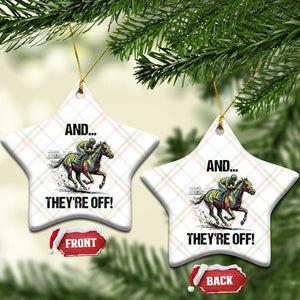 And They’re Off Colorful Horse Racing Sketch Ceramic Ornament Jockey and Thoroughbred Sprinting Race Day TS02 Print Your Wear