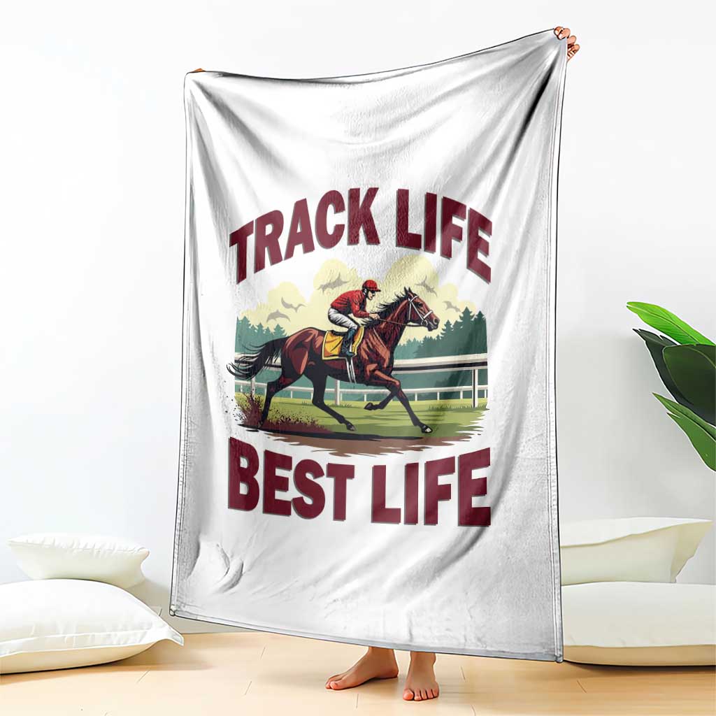 Track Life Best Life Horse Racing Enthusiast Throw Blanket Retro Jockey and Racehorse Trackside Southern Equestrian TS02 Print Your Wear