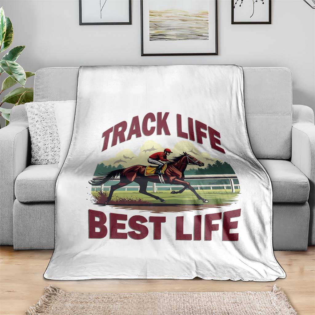 Track Life Best Life Horse Racing Enthusiast Throw Blanket Retro Jockey and Racehorse Trackside Southern Equestrian TS02 Print Your Wear