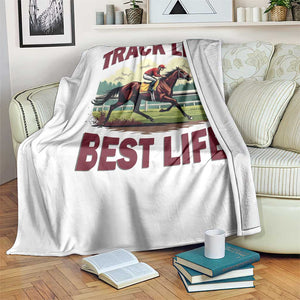 Track Life Best Life Horse Racing Enthusiast Throw Blanket Retro Jockey and Racehorse Trackside Southern Equestrian TS02 Print Your Wear