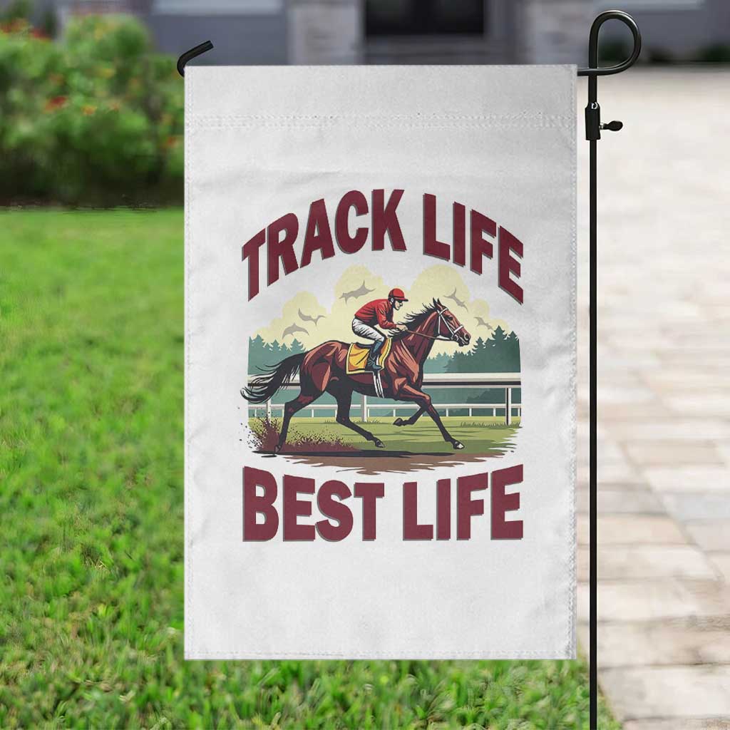 Track Life Best Life Horse Racing Enthusiast Garden Flag Retro Jockey and Racehorse Trackside Southern Equestrian TS02 Print Your Wear