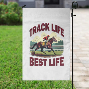 Track Life Best Life Horse Racing Enthusiast Garden Flag Retro Jockey and Racehorse Trackside Southern Equestrian TS02 Print Your Wear