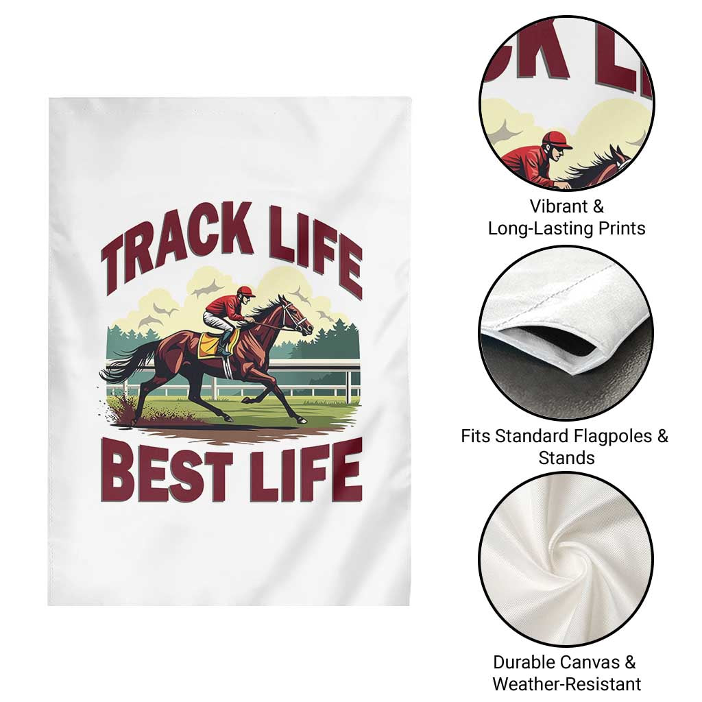 Track Life Best Life Horse Racing Enthusiast Garden Flag Retro Jockey and Racehorse Trackside Southern Equestrian TS02 Print Your Wear