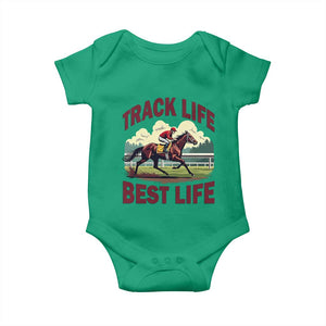 Track Life Best Life Horse Racing Enthusiast Baby Onesie Retro Jockey and Racehorse Trackside Southern Equestrian TS02 Irish Green Print Your Wear