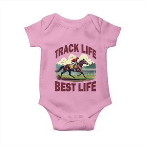 Track Life Best Life Horse Racing Enthusiast Baby Onesie Retro Jockey and Racehorse Trackside Southern Equestrian TS02 Light Pink Print Your Wear