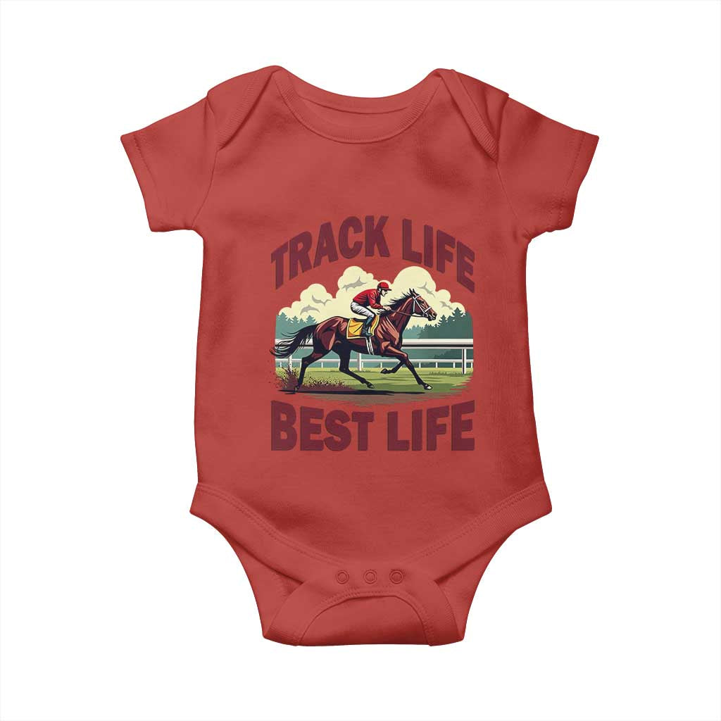 Track Life Best Life Horse Racing Enthusiast Baby Onesie Retro Jockey and Racehorse Trackside Southern Equestrian TS02 Red Print Your Wear