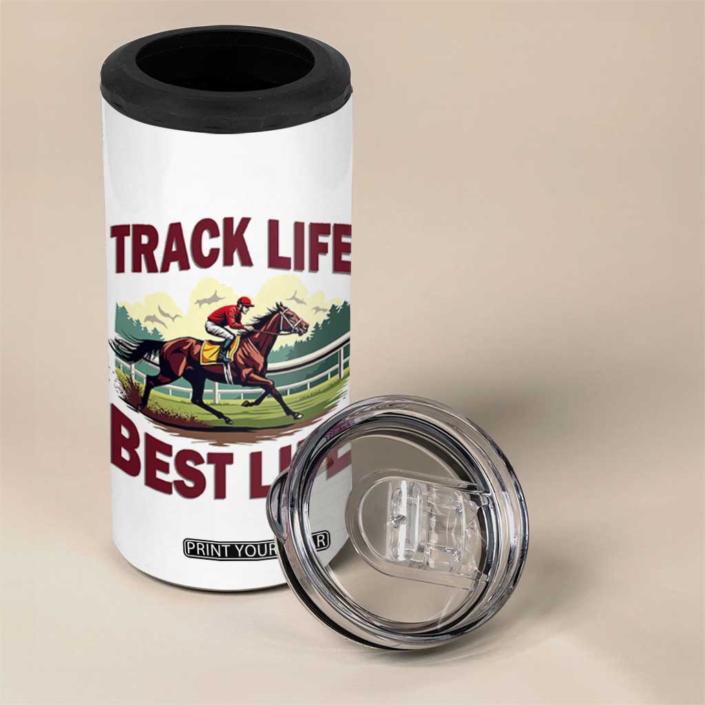 Track Life Best Life Horse Racing Enthusiast 4 in 1 Can Cooler Tumbler Retro Jockey and Racehorse Trackside Southern Equestrian TS02 Print Your Wear