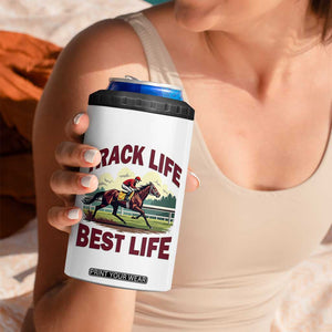 Track Life Best Life Horse Racing Enthusiast 4 in 1 Can Cooler Tumbler Retro Jockey and Racehorse Trackside Southern Equestrian TS02 Print Your Wear
