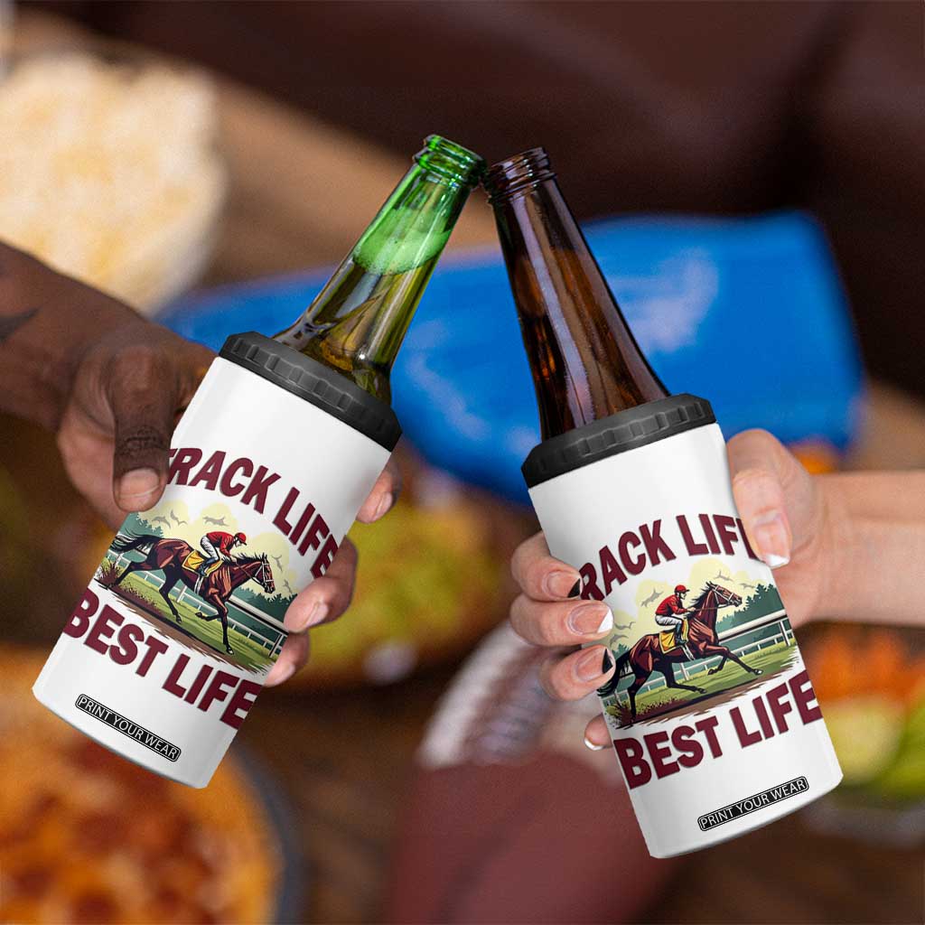 Track Life Best Life Horse Racing Enthusiast 4 in 1 Can Cooler Tumbler Retro Jockey and Racehorse Trackside Southern Equestrian TS02 Print Your Wear