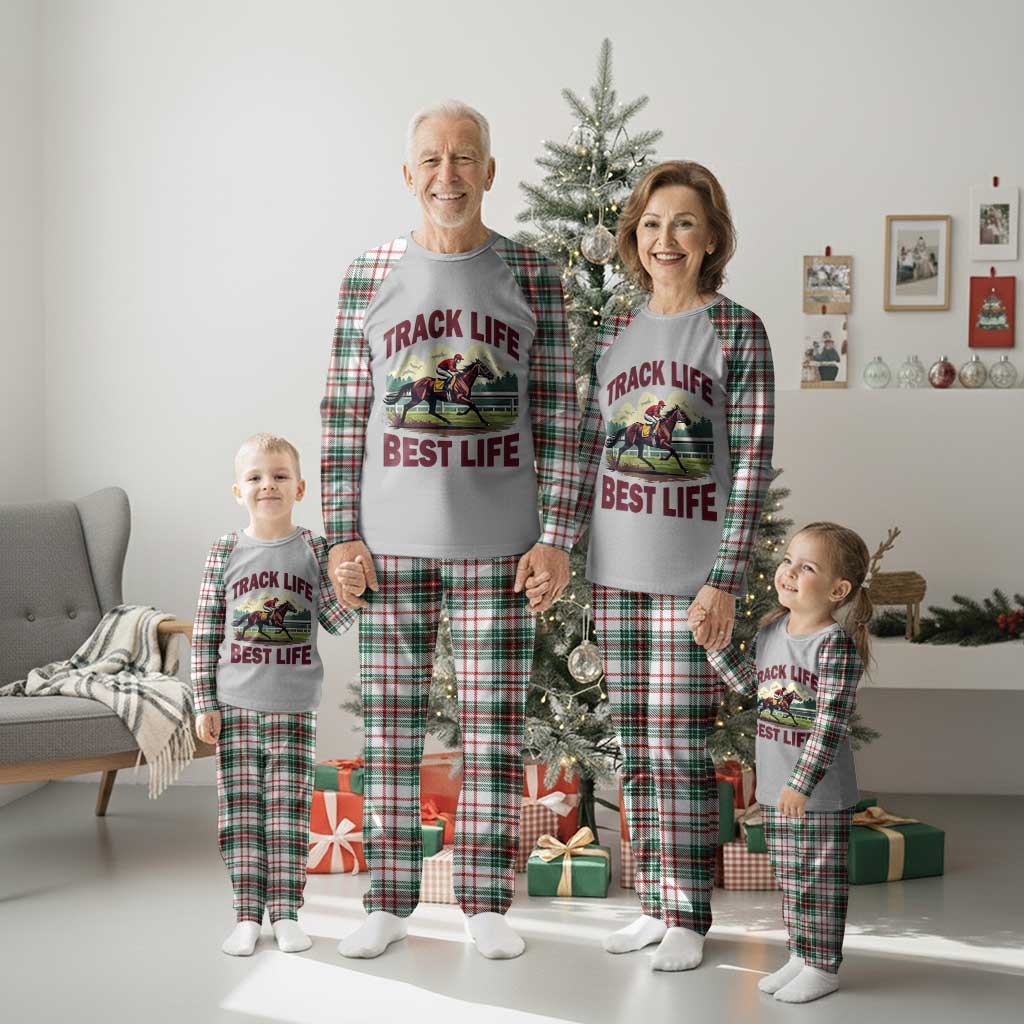 Track Life Best Life Horse Racing Enthusiast Plaid Pajama Set Retro Jockey and Racehorse Trackside Southern Equestrian TS02 Christmas Plaid Print Your Wear