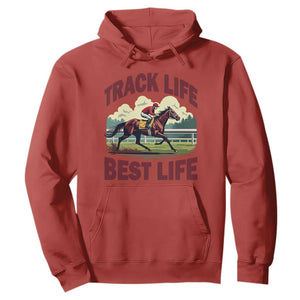 Track Life Best Life Horse Racing Enthusiast Hoodie Retro Jockey and Racehorse Trackside Southern Equestrian TS02 Red Print Your Wear