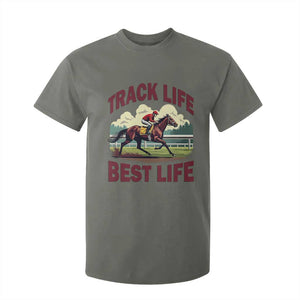Track Life Best Life Horse Racing Enthusiast T Shirt For Kid Retro Jockey and Racehorse Trackside Southern Equestrian TS02 Military Green Print Your Wear