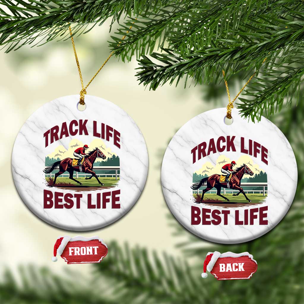 Track Life Best Life Horse Racing Enthusiast Ceramic Ornament Retro Jockey and Racehorse Trackside Southern Equestrian TS02 1pc White Marble Print Your Wear