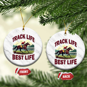Track Life Best Life Horse Racing Enthusiast Ceramic Ornament Retro Jockey and Racehorse Trackside Southern Equestrian TS02 1pc White Marble Print Your Wear
