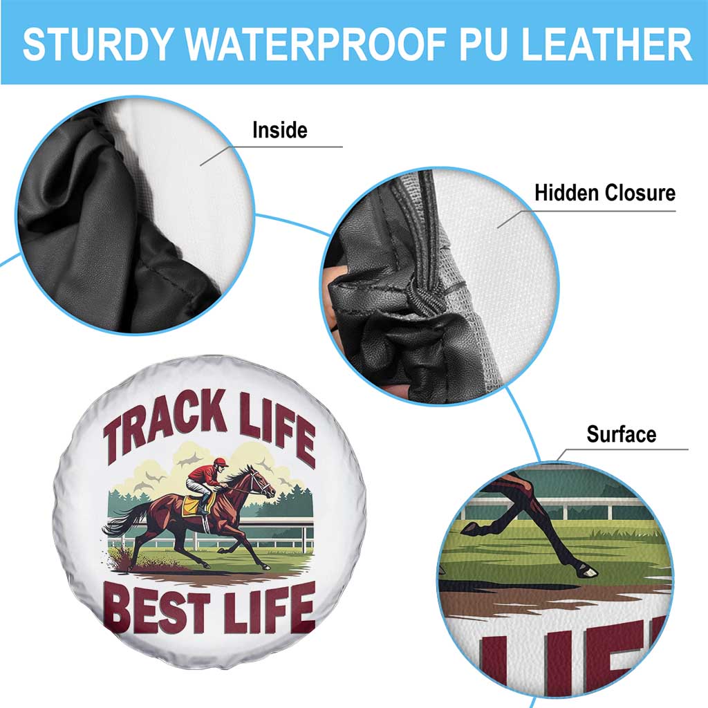 Track Life Best Life Horse Racing Enthusiast Spare Tire Cover Retro Jockey and Racehorse Trackside Southern Equestrian TS02 Print Your Wear