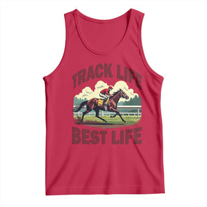Track Life Best Life Horse Racing Enthusiast Tank Top Retro Jockey and Racehorse Trackside Southern Equestrian TS02 Red Print Your Wear