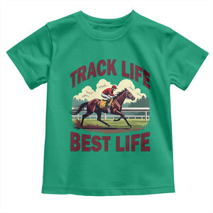 Track Life Best Life Horse Racing Enthusiast Toddler T Shirt Retro Jockey and Racehorse Trackside Southern Equestrian TS02 Irish Green Print Your Wear
