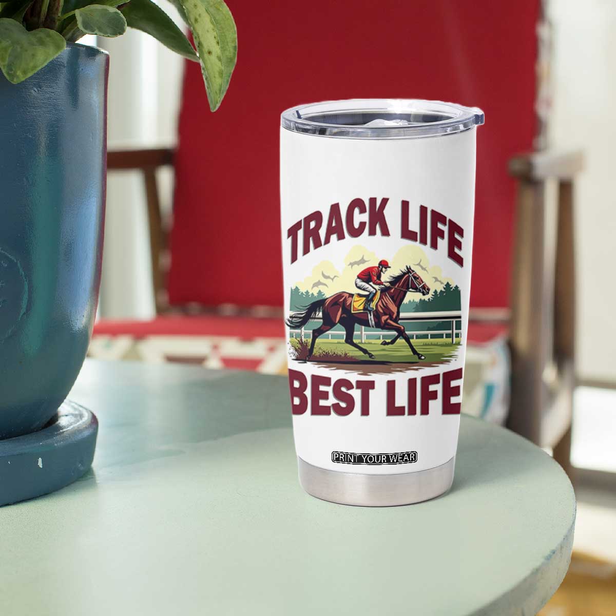 Track Life Best Life Horse Racing Enthusiast Tumbler Cup Retro Jockey and Racehorse Trackside Southern Equestrian TS02 Print Your Wear