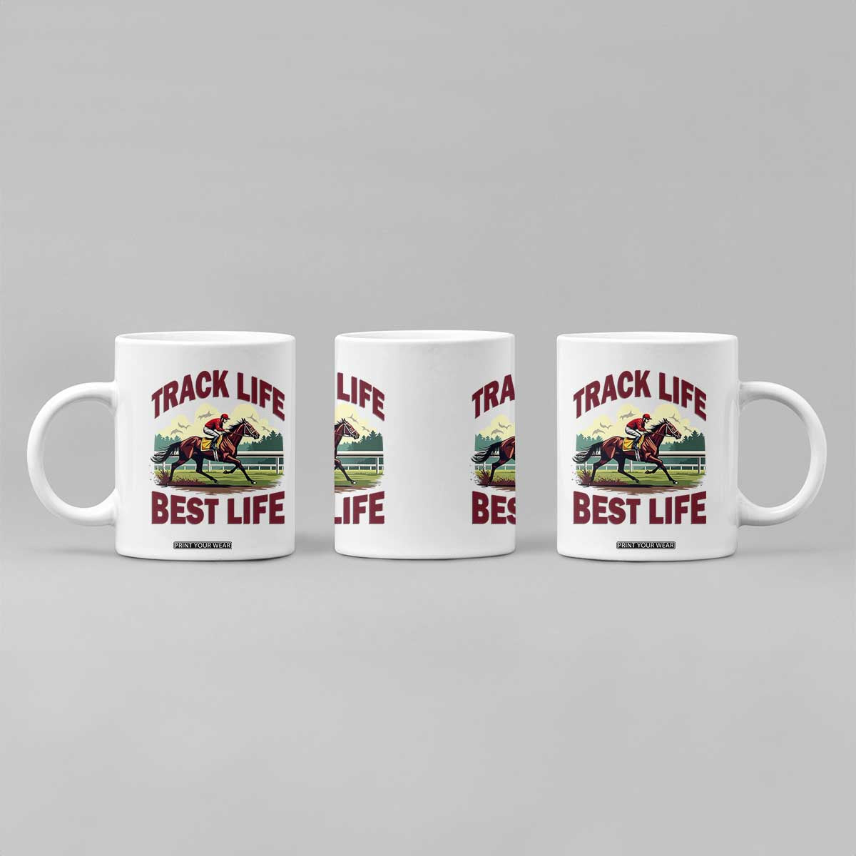 Track Life Best Life Horse Racing Enthusiast Coffee Mug Retro Jockey and Racehorse Trackside Southern Equestrian TS02 Print Your Wear