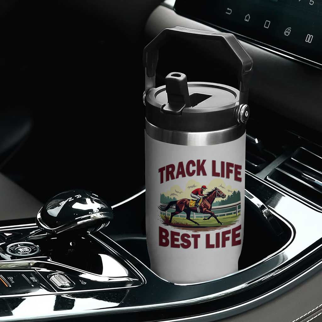 Track Life Best Life Horse Racing Enthusiast Flip Straw Tumbler Retro Jockey and Racehorse Trackside Southern Equestrian TS02 Print Your Wear