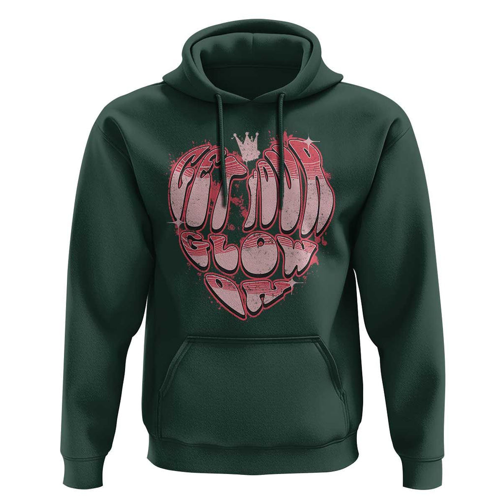 Retro 70s 80s Hoodie Get Your Glow On GLow Party Retro 70s 80s Graffiti Heart Shape TS02 Dark Forest Green Print Your Wear