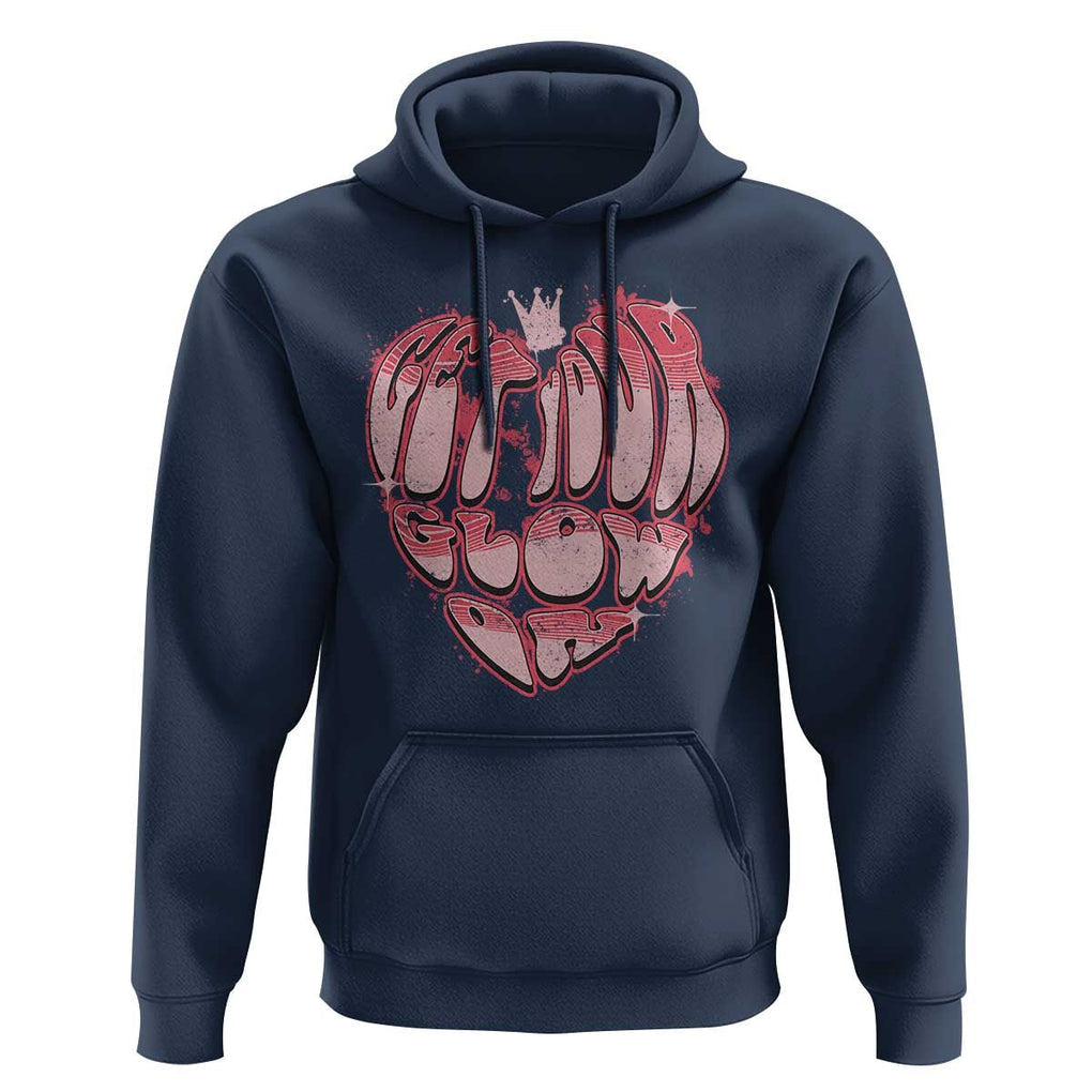 Retro 70s 80s Hoodie Get Your Glow On GLow Party Retro 70s 80s Graffiti Heart Shape TS02 Navy Print Your Wear