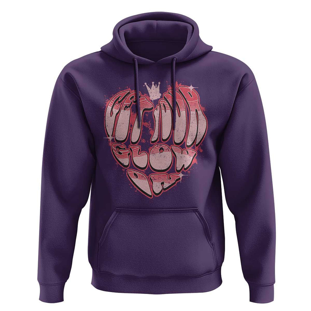Retro 70s 80s Hoodie Get Your Glow On GLow Party Retro 70s 80s Graffiti Heart Shape TS02 Purple Print Your Wear