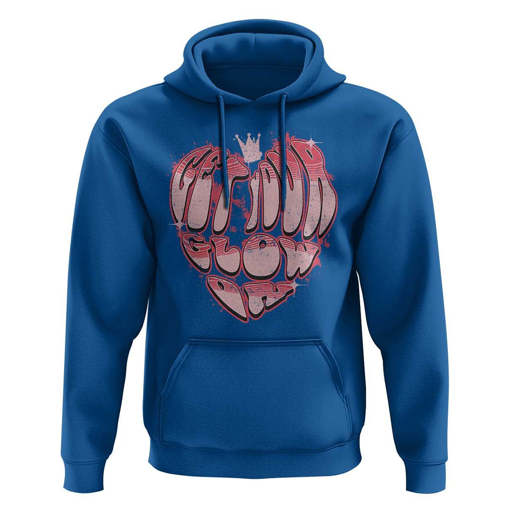 Retro 70s 80s Hoodie Get Your Glow On GLow Party Retro 70s 80s Graffiti Heart Shape TS02 Royal Blue Print Your Wear