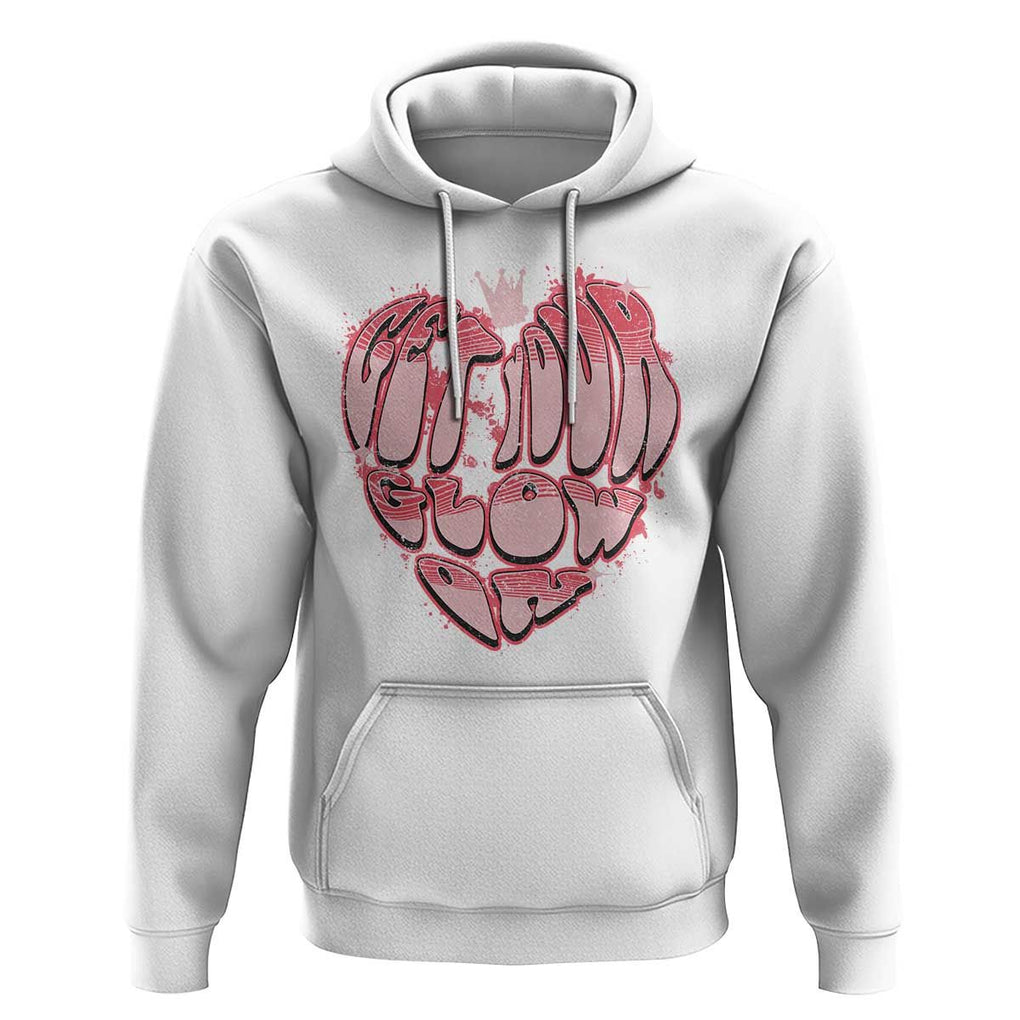 Retro 70s 80s Hoodie Get Your Glow On GLow Party Retro 70s 80s Graffiti Heart Shape TS02 White Print Your Wear