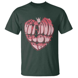 Retro 70s 80s T Shirt Get Your Glow On GLow Party Retro 70s 80s Graffiti Heart Shape TS02 Dark Forest Green Print Your Wear