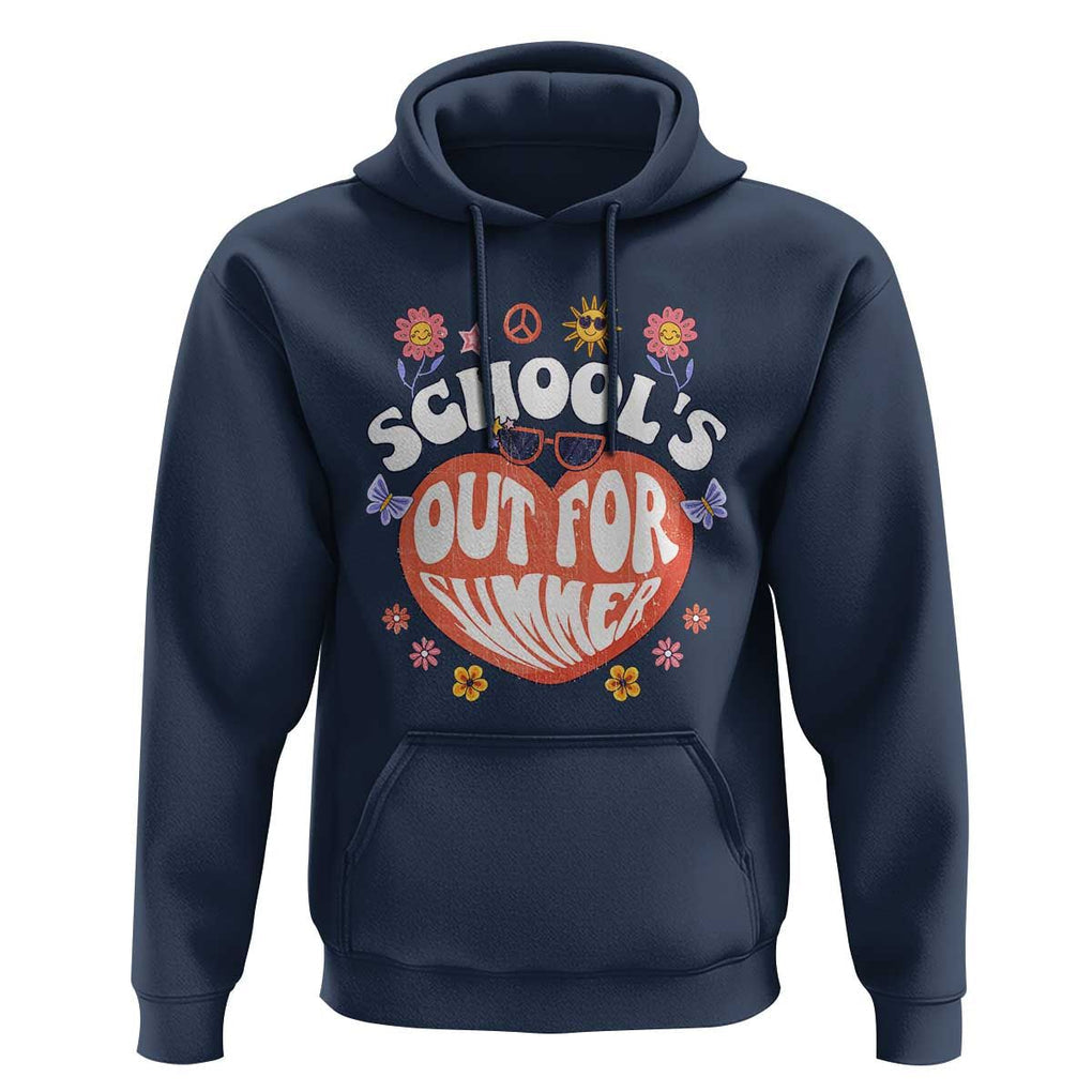 Summer Break Hoodie Retro Last Day of School's Out For Summer Teacher Boys Girls TS02 Navy Print Your Wear