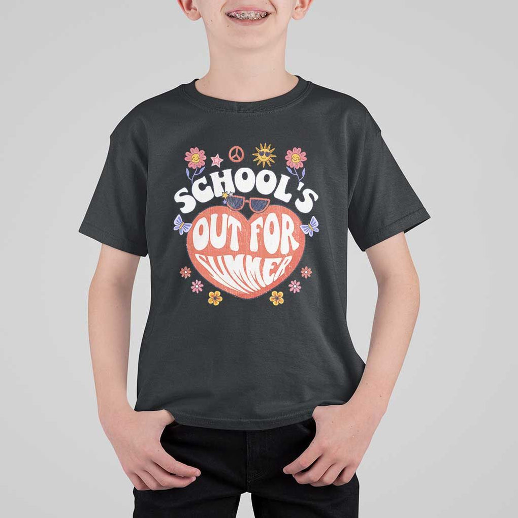 Summer Break T Shirt For Kid Retro Last Day of School's Out For Summer Teacher Boys Girls TS02 Black Print Your Wear