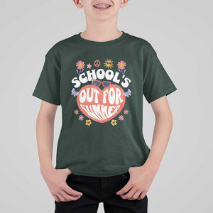 Summer Break T Shirt For Kid Retro Last Day of School's Out For Summer Teacher Boys Girls TS02 Dark Forest Green Print Your Wear